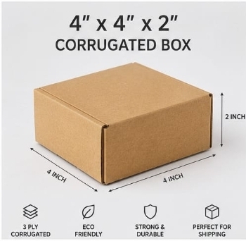 CORRUGATED BOX - 4*4*2 (25 PCS, 15/PIECES)