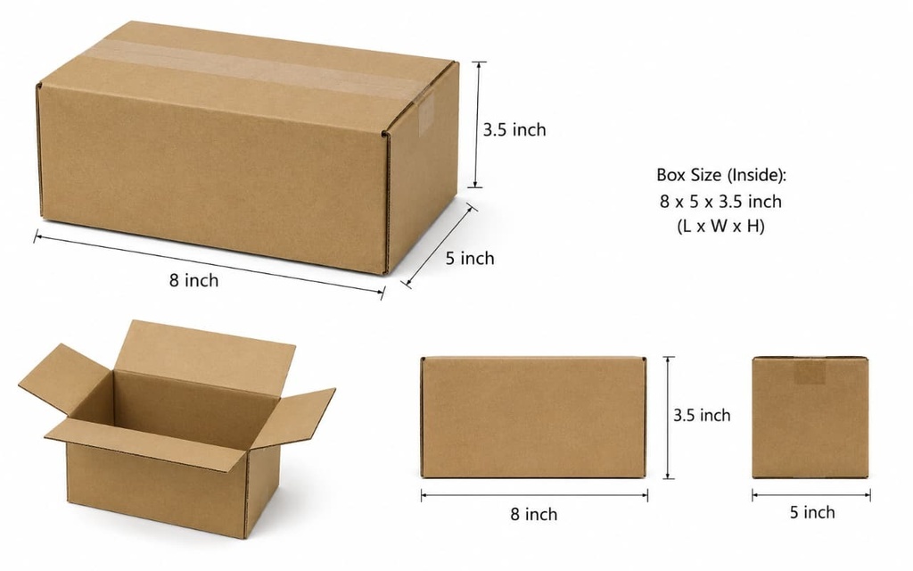 CORRUGATED BOX - 8*5.5*3 (25 PCS; 16/PIECE)
