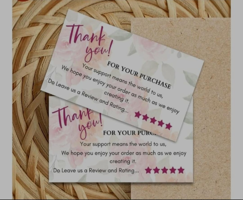 THANK YOU CARDS (100 PCS, PINK)