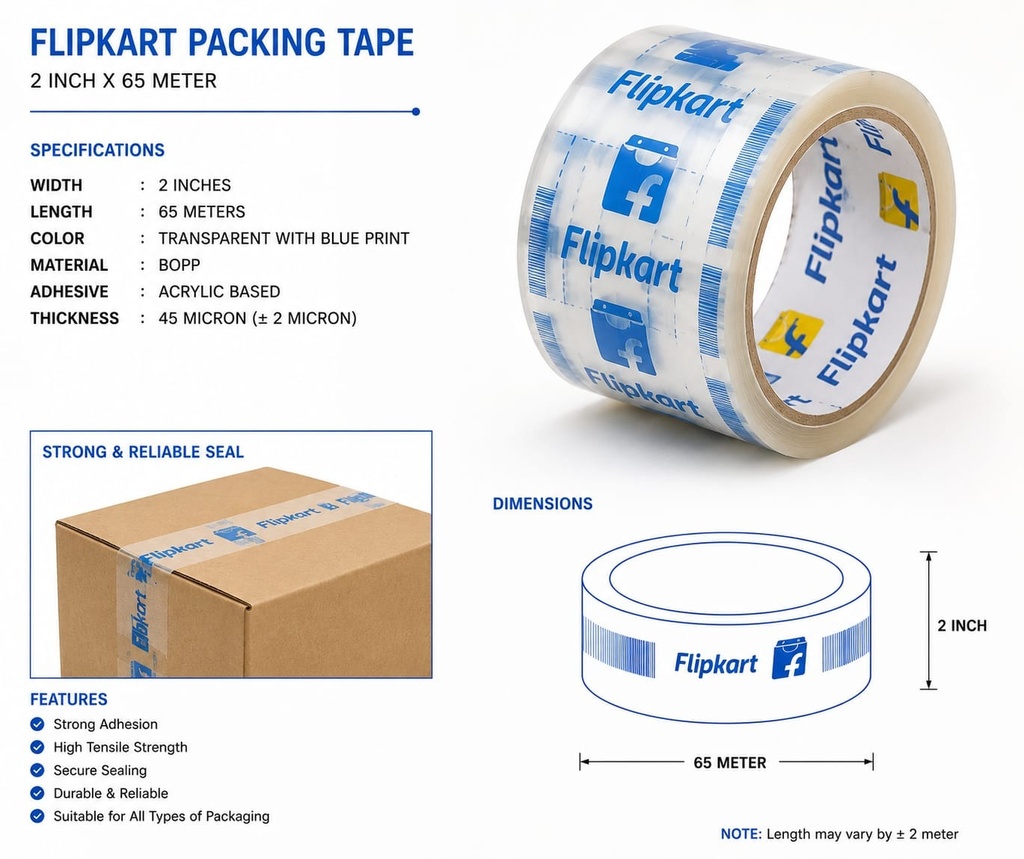 FLIPKART BRANDED TAPE - (2 INCH, 65 METRES)